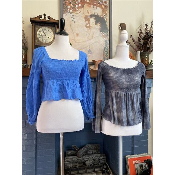 American Eagle Outfitters Tops - American Eagle S Lot of 2 Women's Tops Ruffle Crop Floral Shirts Peasant Smocked